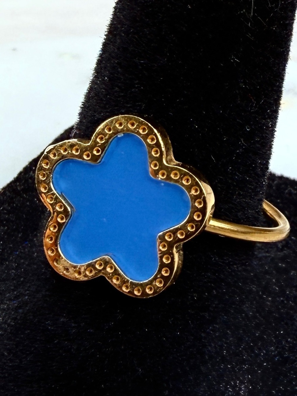 Blue Flower Ring sz 7.5 adjustable